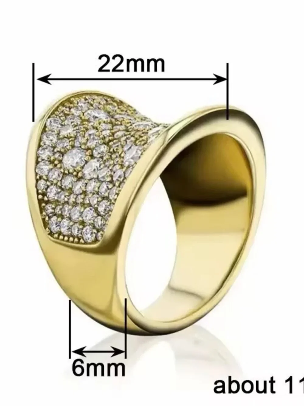 Glam Luxury Gold Crystal Pave Cocktail Ring